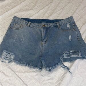 SHEIN Blue Distressed Jean Shorts